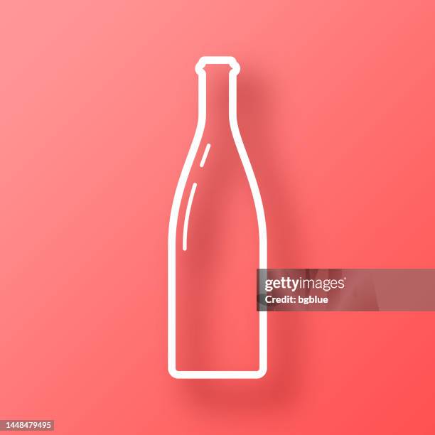 bottle. icon on red background with shadow - wine carafe stock illustrations