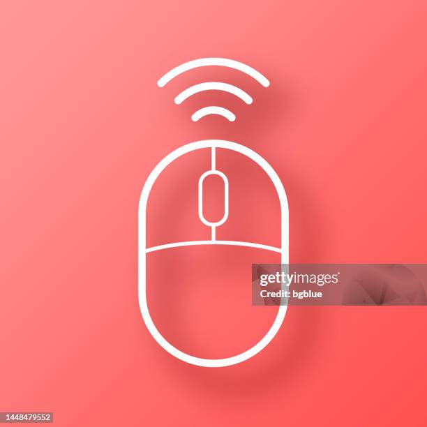 illustrations, cliparts, dessins animés et icônes de souris d’ordinateur sans fil. icône sur fond rouge avec ombre - souris dordinateur