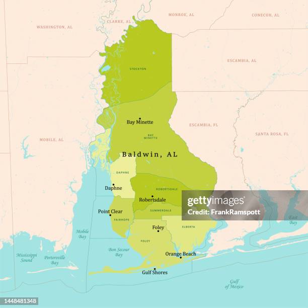 al baldwin county vector map green - gulf shores al stock illustrations