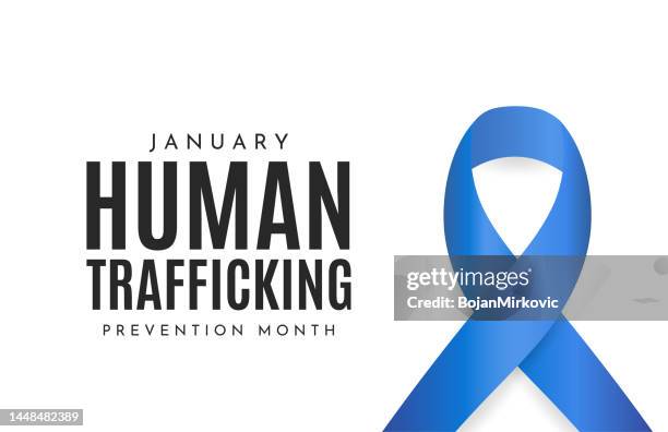 bildbanksillustrationer, clip art samt tecknat material och ikoner med human trafficking prevention month card, banner, january. vector - kidnappning