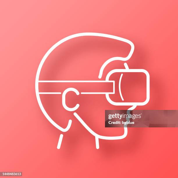 man with vr headset - virtual reality. icon on red background with shadow - man computer gaming stock illustrations