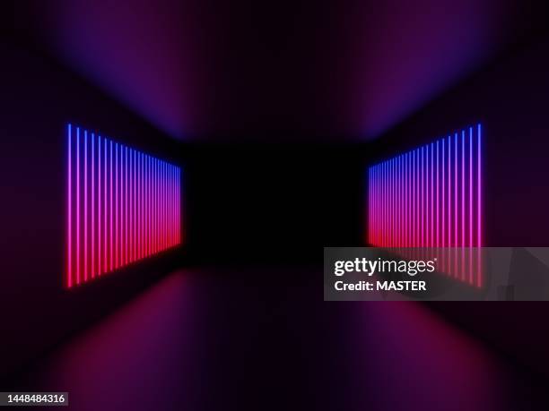 neon corridor - fluorescent stock pictures, royalty-free photos & images