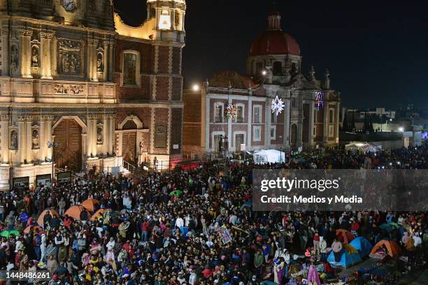 First pilgrims arrive at the Basilica to celebrate the 500st Anniversary of Our Lady of Guadalupe on December 11, 2022 in Mexico City, Mexico.