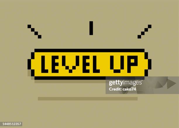 level up pixel illustration - pixel art stock illustrations