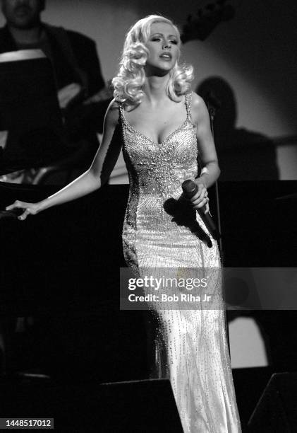 Christina Aguilera performs during the Grammy Awards Show, February 8, 2006 in Los Angeles, California.