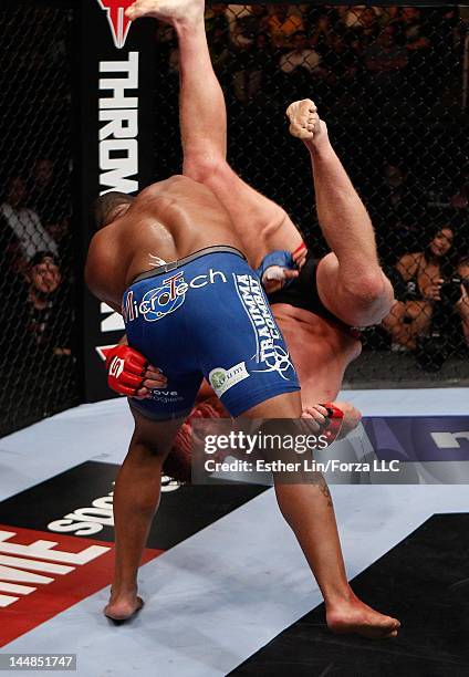 Daniel Cormier slams Josh Barnett during the Strikeforce event at HP Pavilion on May 19, 2012 in San Jose, California.