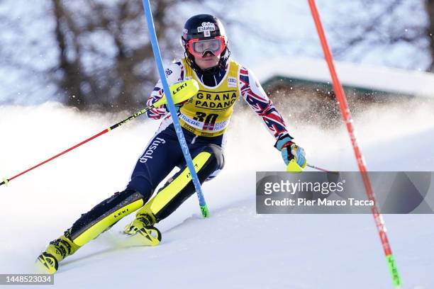 Charlie Guest of the Great Britain team on course during the Audi FIS Alpine Ski World Cup Women's Slalom on December 11, 2022 in Sestriere, Italy.