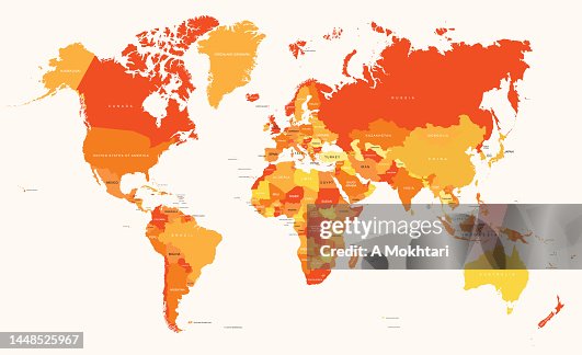 World Map With A Border Of Each Country High-Res Vector Graphic - Getty ...