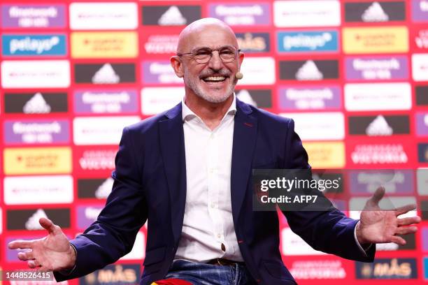 Luis de la Fuente attends during his presentation as new head coach of Spain football team at Ciudad del Futbol on december 12 in Las Rozas, Madrid,...