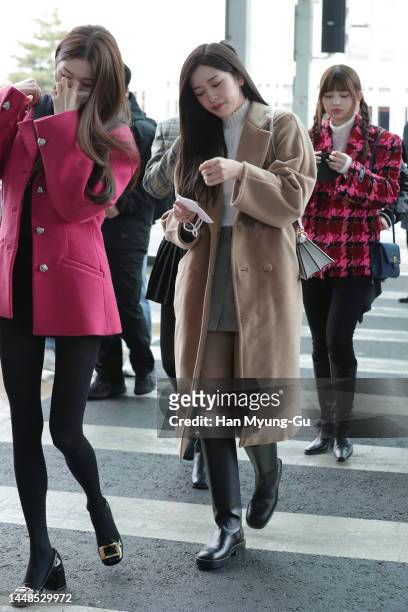 Yujin of girl group IZ*ONE and IVE is seen on departure at Incheon International Airport on December 12, 2022 in Incheon, South Korea.