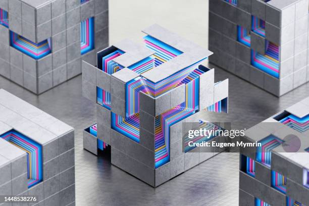 abstract data cubes connection - shapes stock pictures, royalty-free photos & images