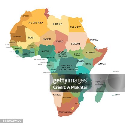 Map of Africa with detail and the border of each country. Map of Africa with detail and the border of each country.