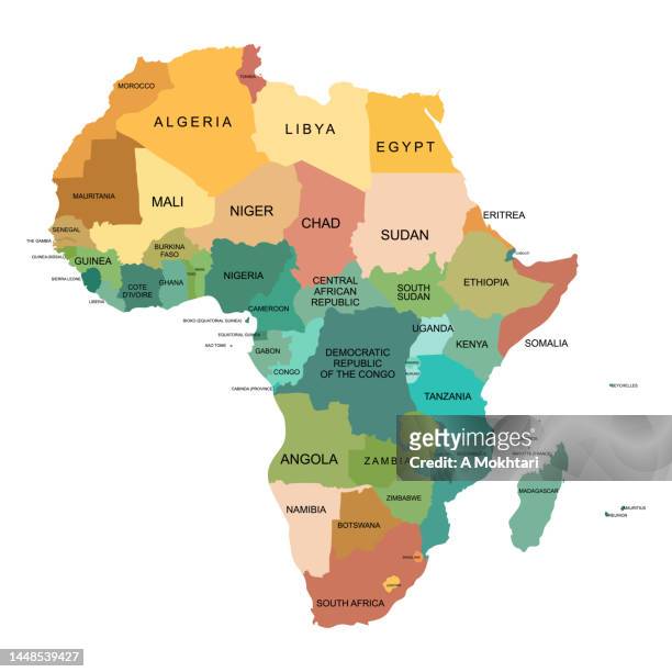 map of africa with detail and the border of each country. - africa maps stock illustrations