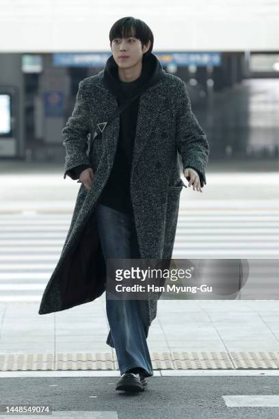 South Korean actor Kim Young-Dae is seen on departure at Incheon International Airport on December 12, 2022 in Incheon, South Korea.