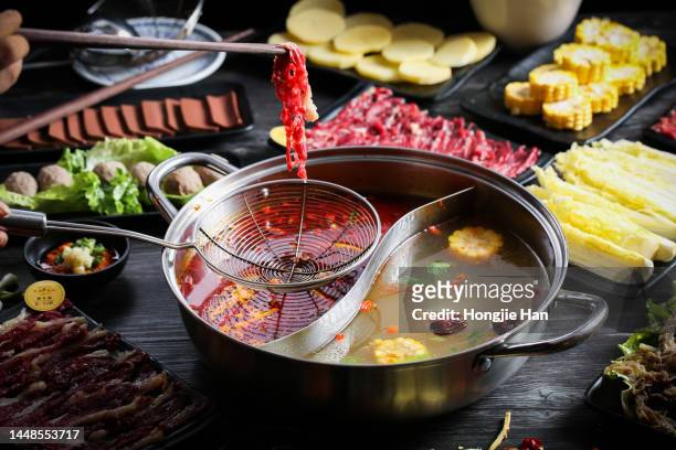 chinese food, hot pot - hot pots stock-fotos und bilder