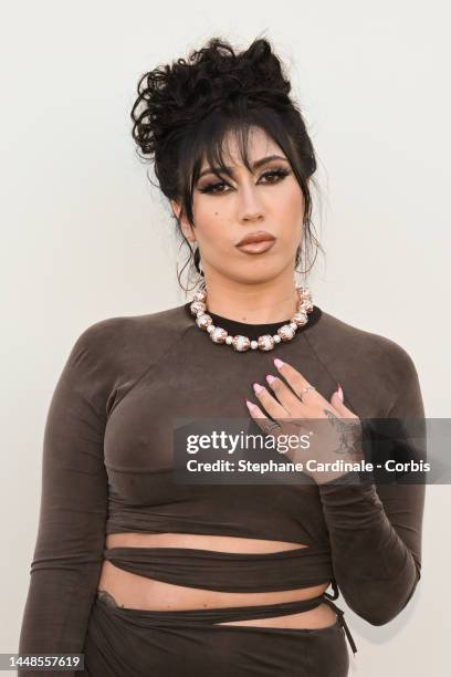 Kali Uchis attends the "Le Raphia" Jacquemus show on December 12, 2022 in Le Bourget, France.
