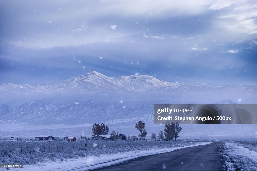 Scenic view of snowcapped mountains against sky,Eureka,Nevada,United States,USA