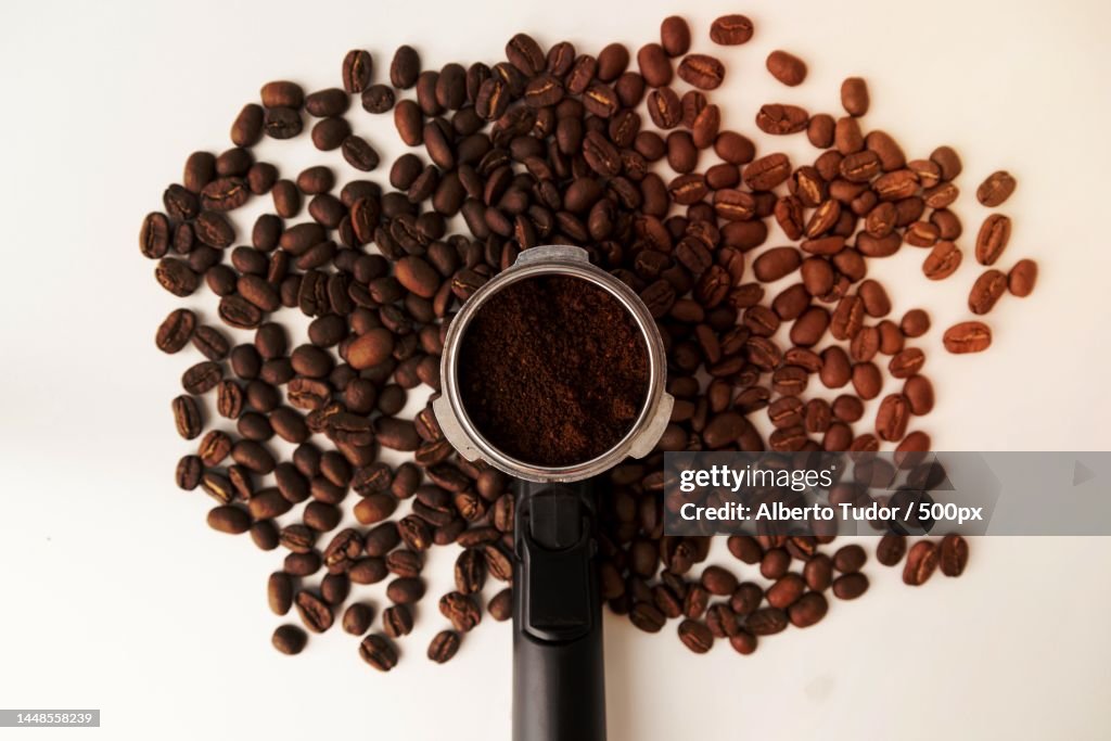 Abstract tree shape made from coffee beans