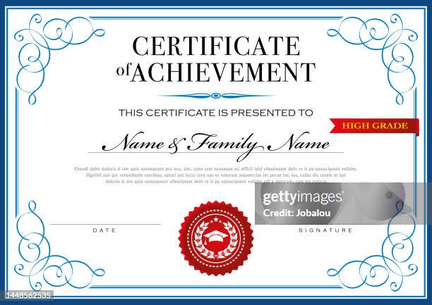 certificate achievement classic blue - honor award stock illustrations