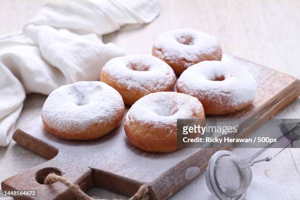 high angle view of cookies on table,bekasi,indonesia - icing sugar stock pictures, royalty-free photos & images