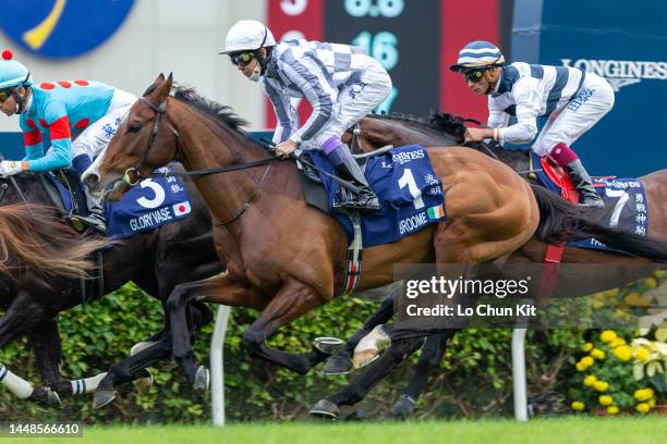 Jockey Yutaka Take riding Broome during the Race 4 Longines Hong Kong Vase at Sha Tin Racecourse on December 11, 2022 in Hong Kong.