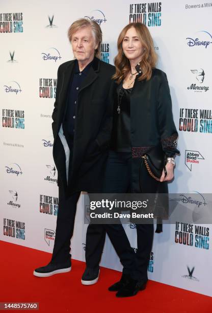 Sir Paul McCartney and Nancy Shevell attend the London Premiere of Disney Original Documentary "If These Walls Could Sing" at Abbey Road Studios on...