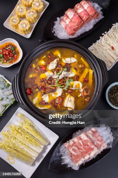 chinese food, hot pot - fondue stock pictures, royalty-free photos & images