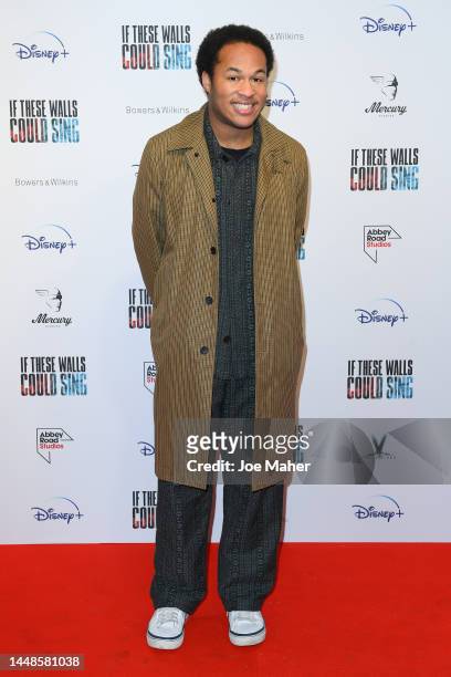 Sheku Kanneh-Mason arrives at the UK premiere of "If These Walls Could Sing" at Abbey Road Studios on December 12, 2022 in London, England.