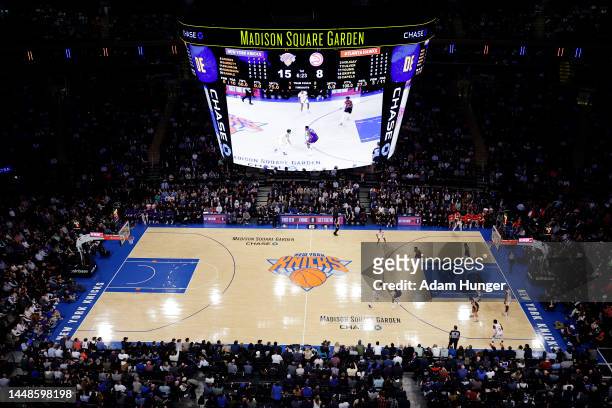 General view as the Atlanta Hawks take on the New York Knicks during the first half at Madison Square Garden on December 7, 2022 in New York City....