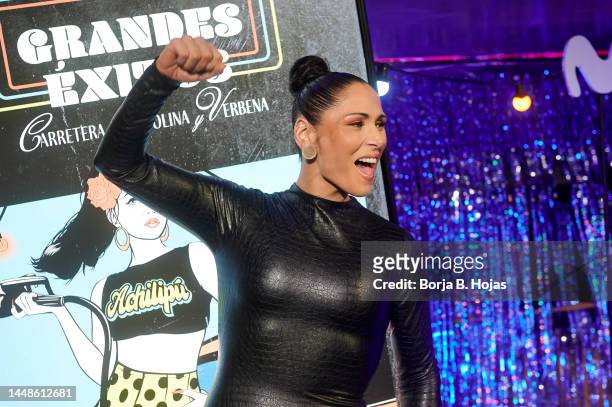 Singer Rosa Lopez attends the presentation of the "Grandes Éxitos" show by Movistar+ at Sala El Sol on December 12, 2022 in Madrid, Spain.