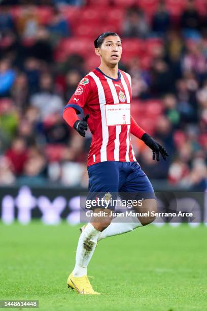 Angel Zaldivar of Chivas de Guadalajara reacts during the friendly match between Athletic Club and Chivas de Guadalajara at Estadio de San Mames on...