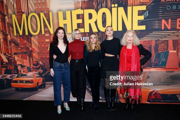 Louise Coldefy, Pascale Arbillot, Noemie Lefort, Chloe Jouannet and Brigitte Fossey attend "Mon Heroine" Premiere at Cinema UGC Normandie on December...