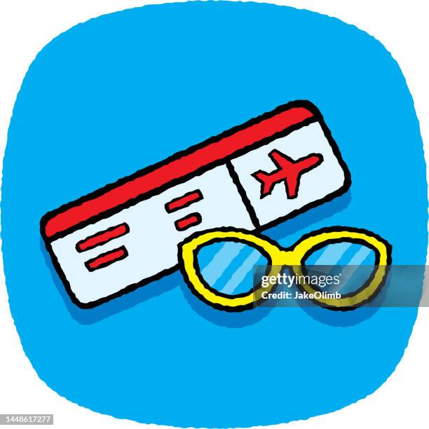 plane ticket sunglasses doodle 7 - first class plane stock illustrations
