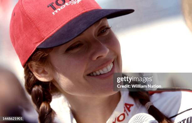 American model and actress Carol Alt poses during the 21st Annual Toyota Celebrity race, Long Beach, California, April 11, 1997.