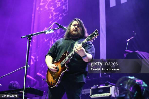 Wolfgang Van Halen of Mammoth WVH performs on stage at The O2 Arena on December 12, 2022 in London, England.