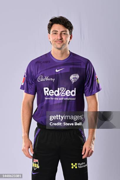 Tim Daid poses during the Hobart Hurricanes Big Bash League headshots session at Blundstone Arena on December 12, 2022 in Hobart, Australia.