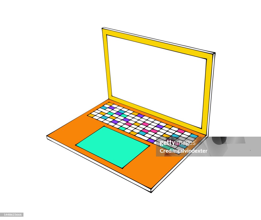 Computer Color Sketc Laptop Computer Sketch Design High-Res Vector Graphic - Getty Images