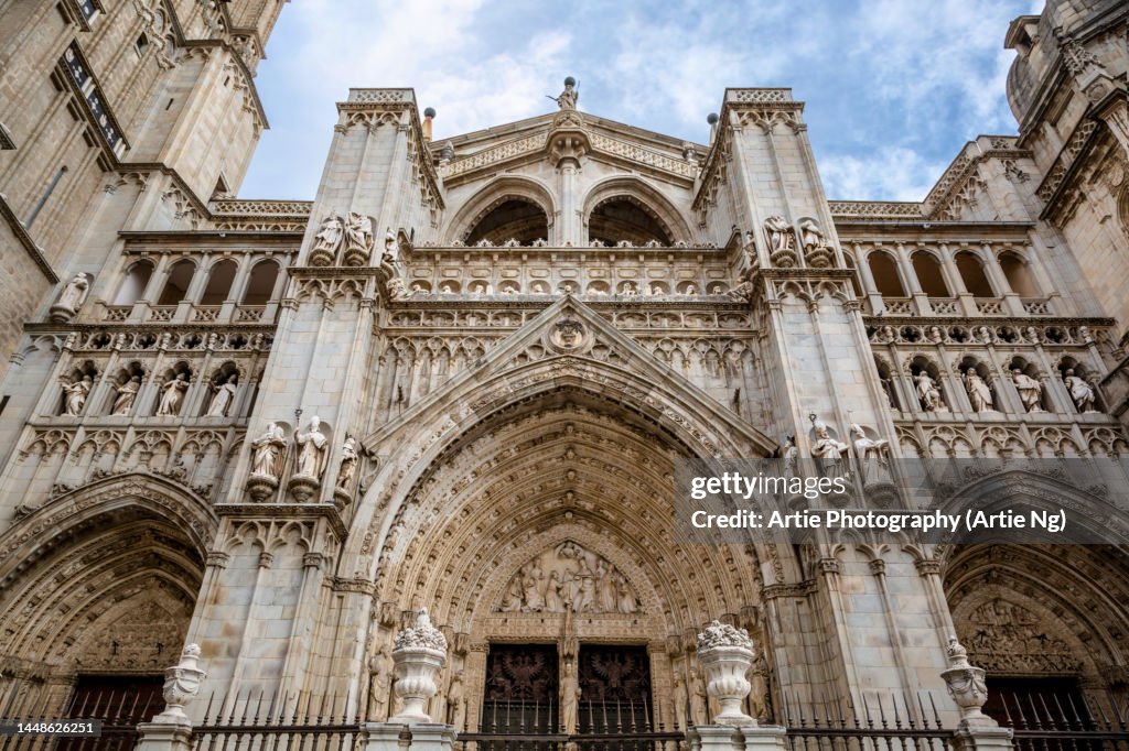 The Main Facade of Toledo Cathedral, Spain