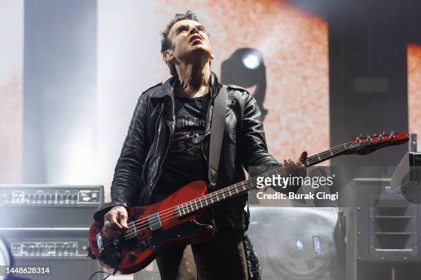 Simon Gallup of The Cure performs at OVO Arena Wembley on December 12, 2022 in London, England.