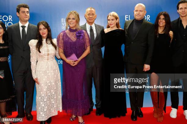 Tom Hanks, Marc Forster, Truman Hanks, Mariana Treviño, Rita Wilson, Rachel Keller, Renee Wolfe and Fredrik Wikstrom at the premiere of "The World's...