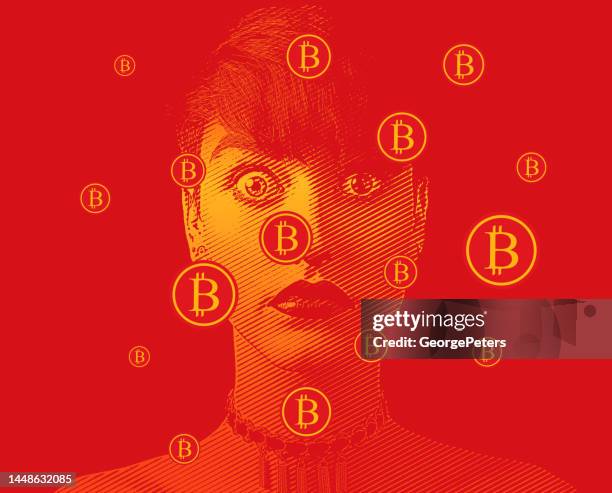 female cryptocurrency trader with worried facial expression - hispanic millennials stock illustrations