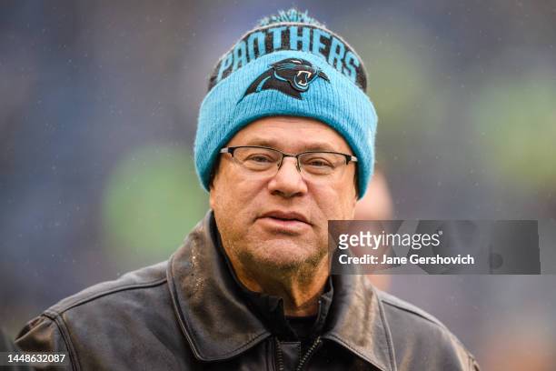 Carolina Panthers owner David Tepper is seen on the sideline prior to the game against the Seattle Seahawks at Lumen Field on December 11, 2022 in...