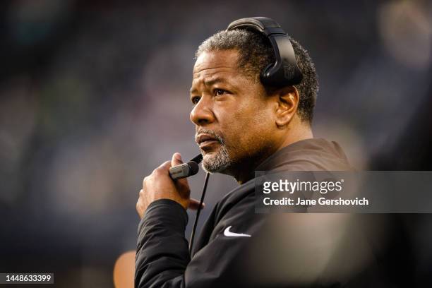 Head coach Steve Wilks of the Carolina Panthers looks on during the fourth quarter against the Seattle Seahawks at Lumen Field on December 11, 2022...