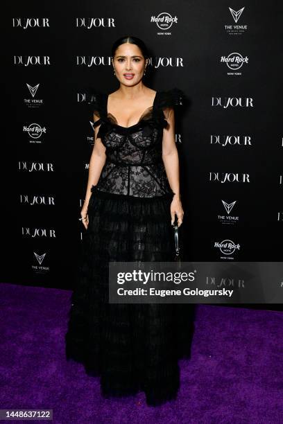 Salma Hayek Pinault attend as DuJour Media's Jason Binn, Salma Hayek Pinault & Hard Rock NY celebrate DuJour's 10th anniversary on December 12, 2022...