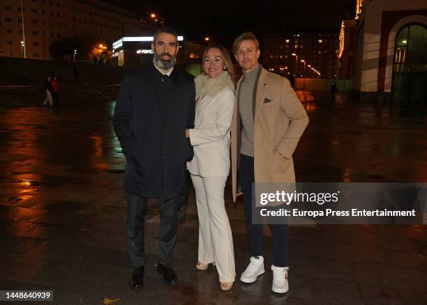 Fernando Sanz, Carme Barcelo and Guti attend the party organized by Atresmedia to celebrate Christmas, on December 12 in Madrid, Spain.