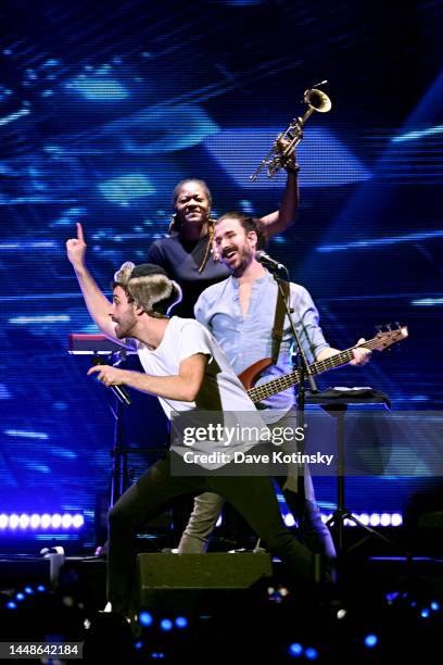 Jack Met and Adam Met of AJR perform on stage at iHeartRadio Q102’s Jingle Ball 2022 Presented by Capital One at Wells Fargo Center on December 12,...