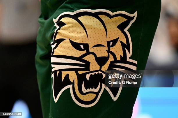 View of the Ohio Bobcats logo on their uniform during the game against the George Washington Colonials at Charles E. Smith Athletic Center on...