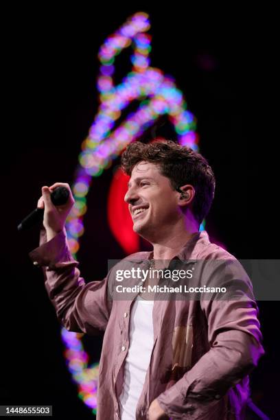 Charlie Puth performs on stage at iHeartRadio Q102’s Jingle Ball 2022 Presented by Capital One at Wells Fargo Center on December 12, 2022 in...