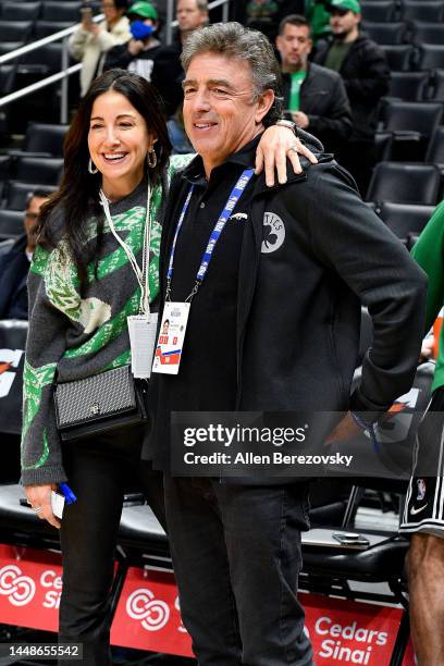 Emilia Fazzalari and Wyc Grousbeck attend a basketball game between the Los Angeles Clippers and the Boston Celtics at Crypto.com Arena on December...