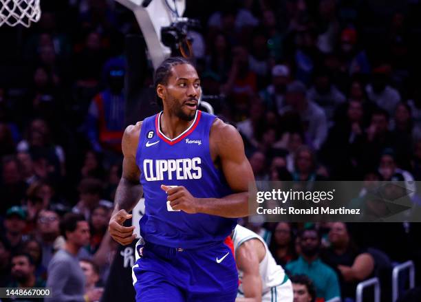 Kawhi Leonard of the LA Clippers during play against the Boston Celtics in the second half at Crypto.com Arena on December 12, 2022 in Los Angeles,...